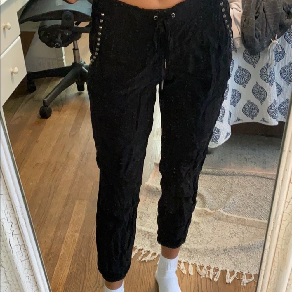 Philanthropy Japanese Cupro pants with studs .